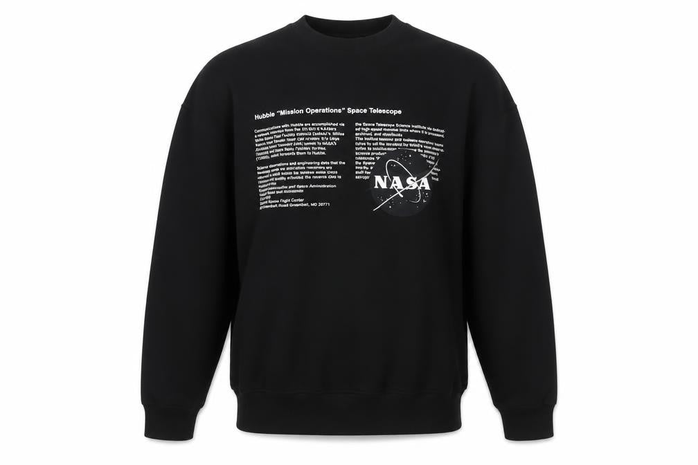 ASOS Men’s Black XS NASA Hubble Graphic Print Crew Neck Sweatshirt