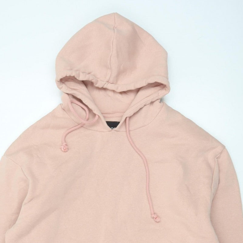 PIECES Women's Pink L Pullover Hoodie Drawstring Long Sleeve Cotton Blend
