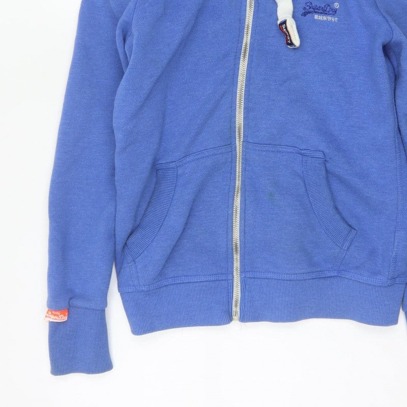 Superdry Women Blue M Full Zip Hooded Logo Fleece Hoodie