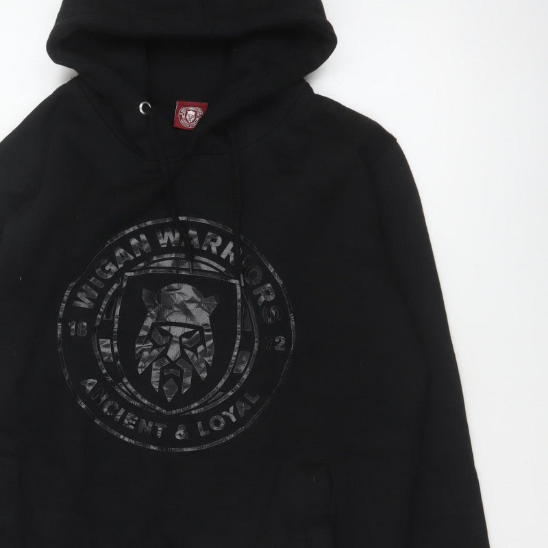 Wigan Warriors Men’s Black L Pullover Hoodie Rugby Logo Graphic