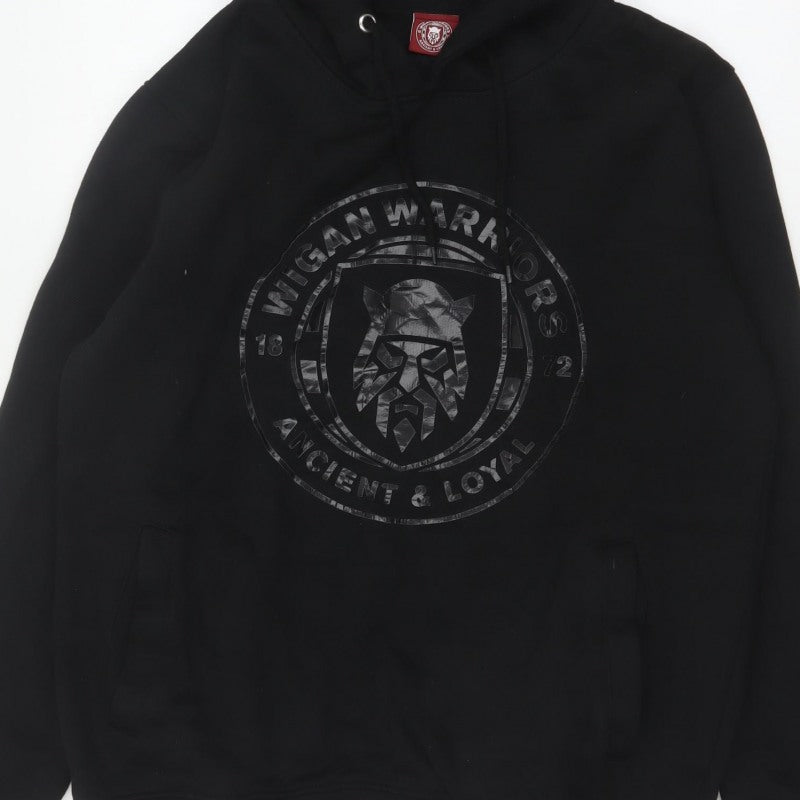 Wigan Warriors Men’s Black L Pullover Hoodie Rugby Logo Graphic
