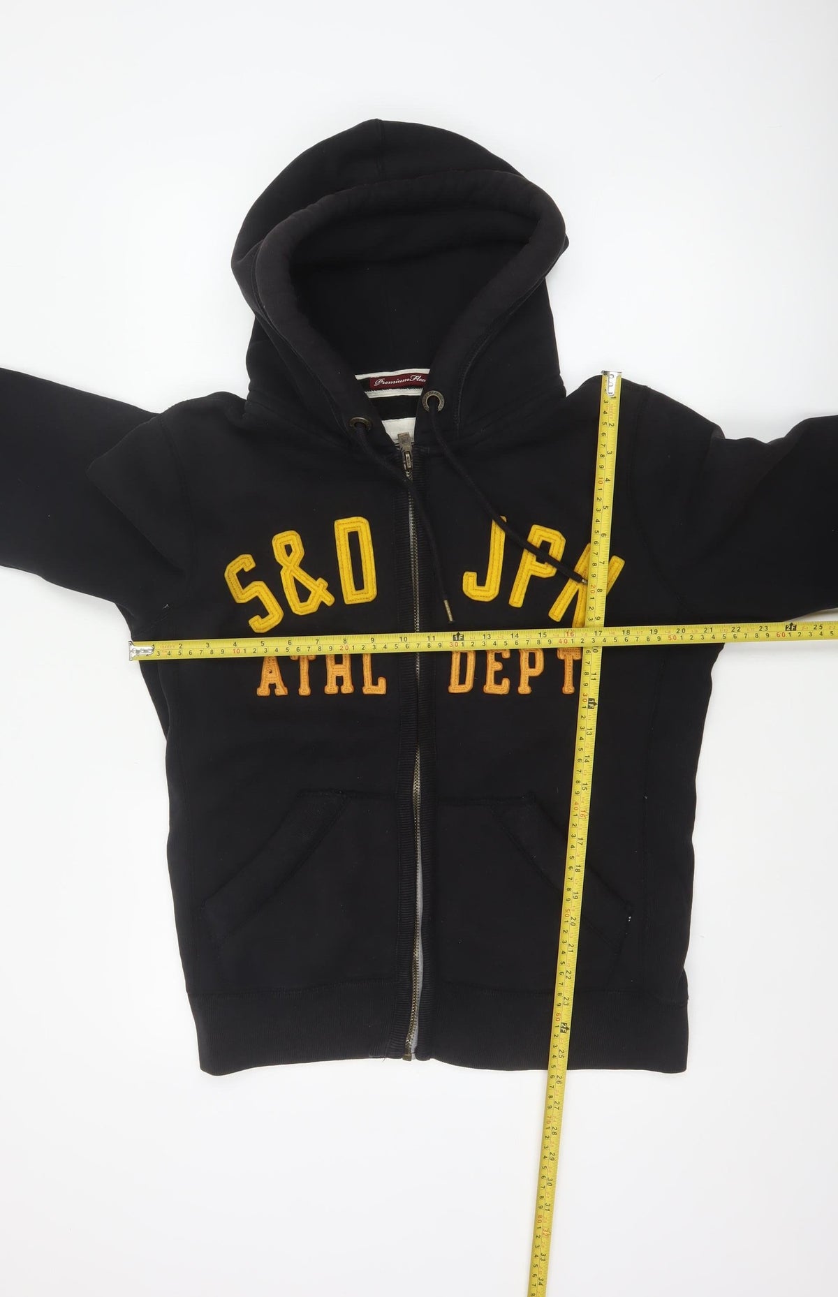 Superdry Men’s Black Large Full Zip Hoodie Logo College Cotton Blend