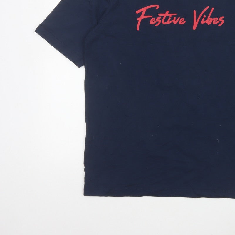 John Lewis Men's Navy S Festive Vibes Christmas Graphic T-Shirt
