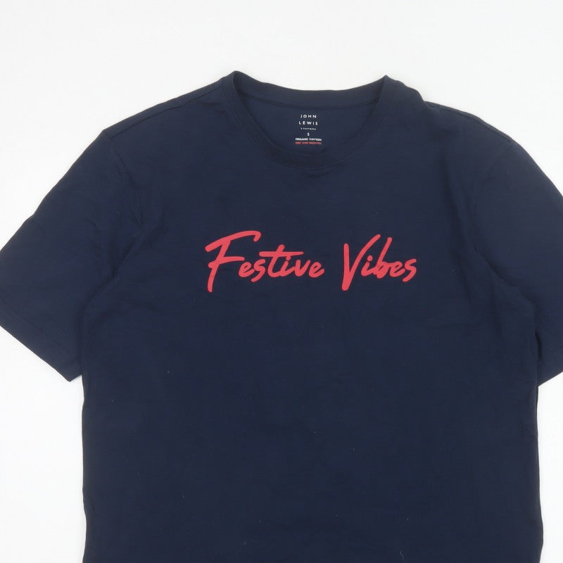 John Lewis Men's Navy S Festive Vibes Christmas Graphic T-Shirt