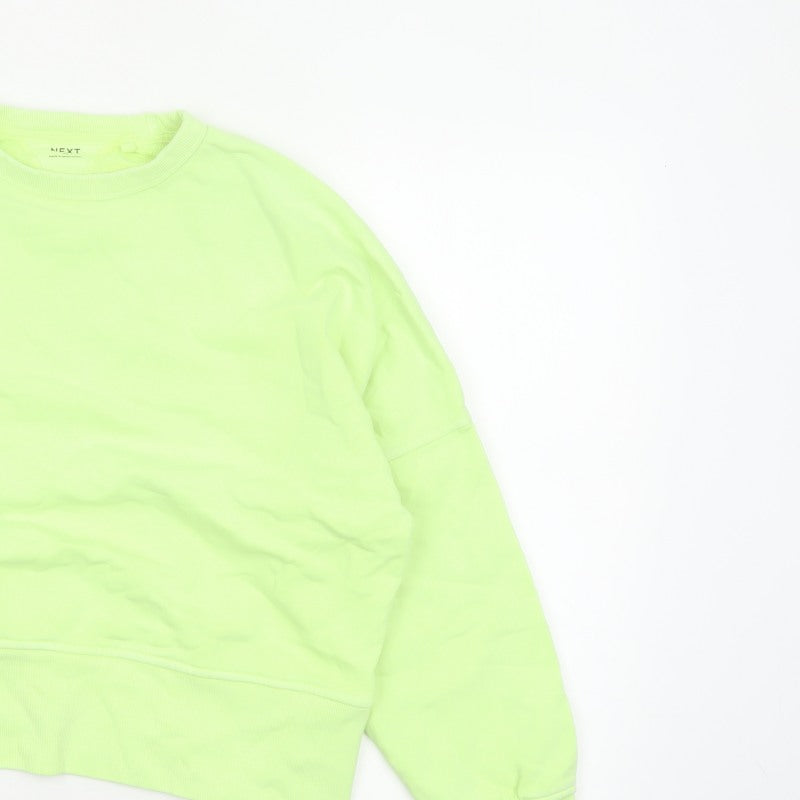 Next Women Yellow XS Pullover Crew Neck Cotton Sweatshirt