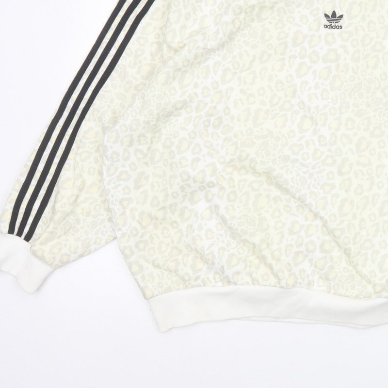 Adidas Women’s Ivory UK 12 Leopard Print 3 Stripe Crew Sweatshirt