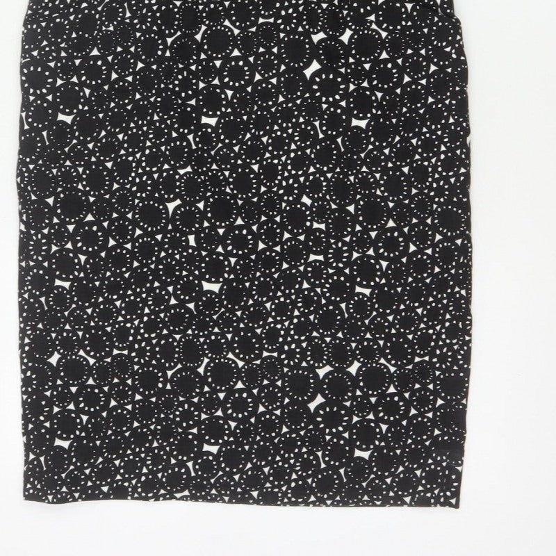 L.K.Bennett Women's Black UK 14 Geometric Print Pencil Knee Dress