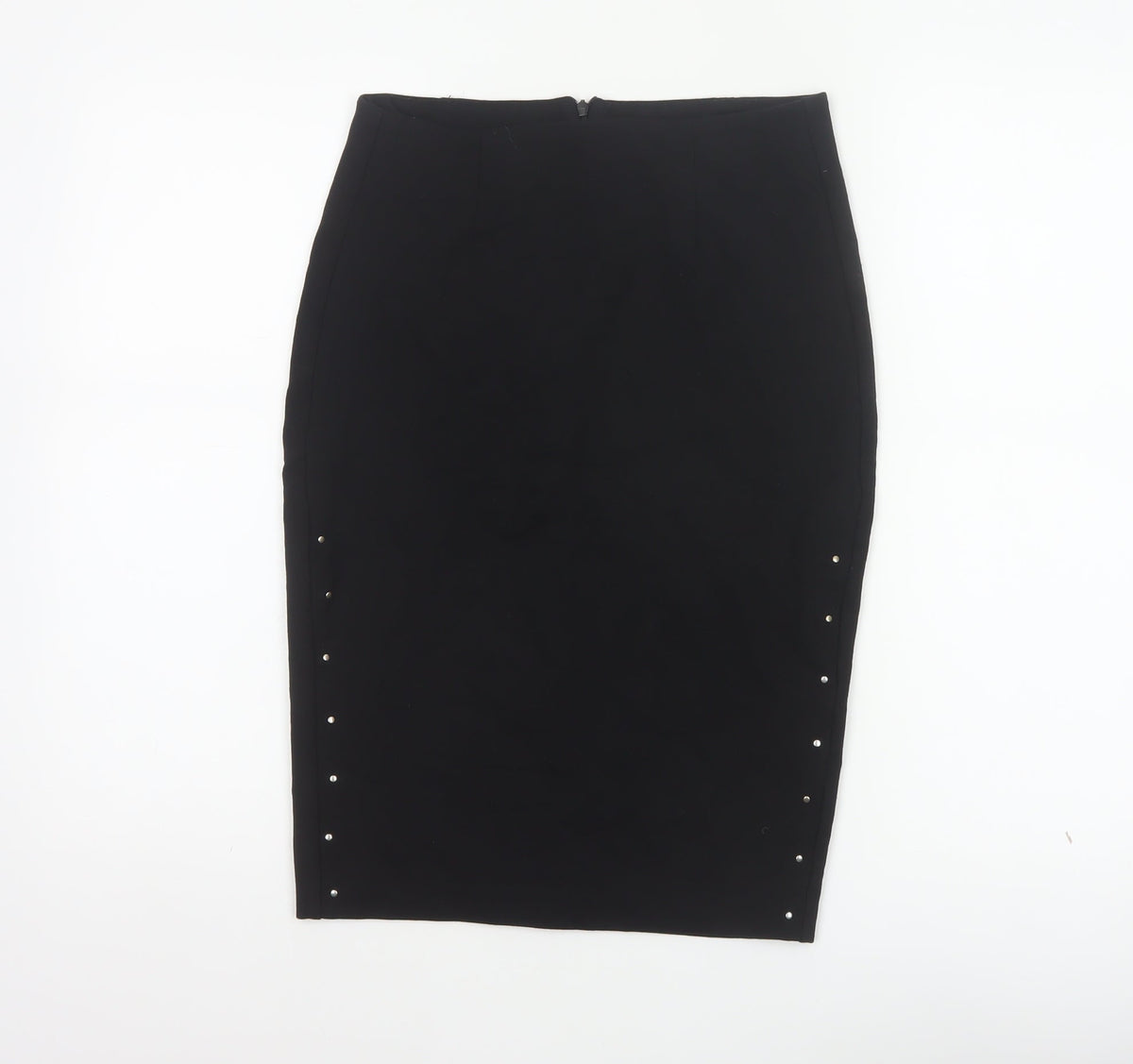 Reserved Women Black UK 8 Studded Pencil Knee Length Skirt