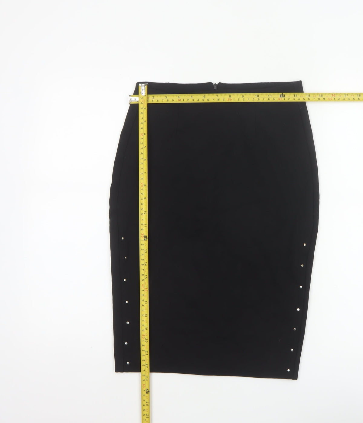 Reserved Women Black UK 8 Studded Pencil Knee Length Skirt