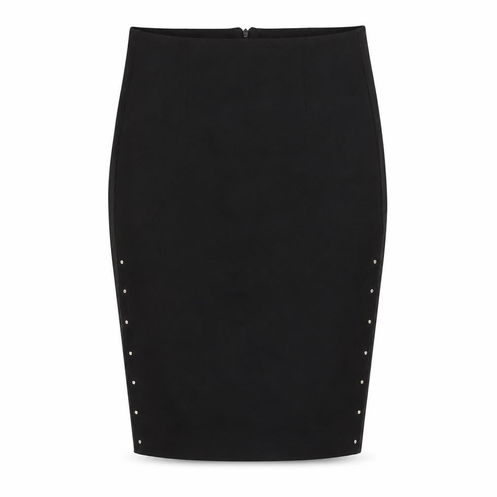 Reserved Women Black UK 8 Studded Pencil Knee Length Skirt