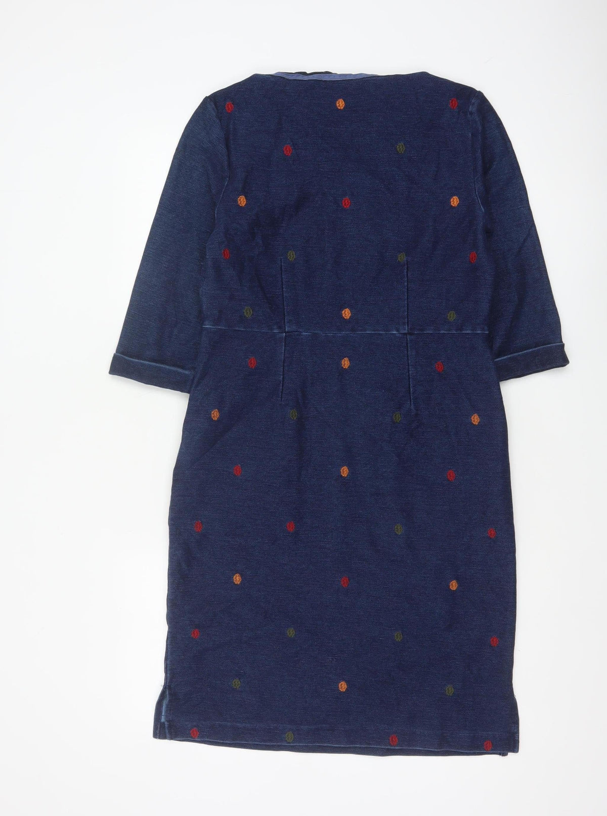 White Stuff Women Blue UK 10 Polka Dot Embroidered Pencil Dress