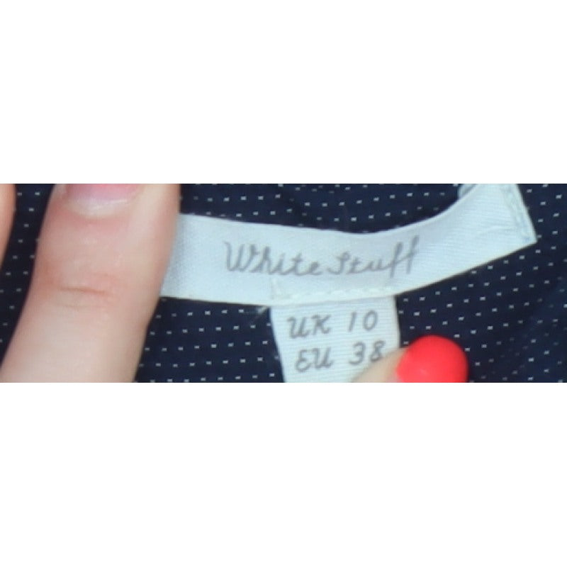 White Stuff Women Blue UK 10 Polka Dot Embroidered Pencil Dress