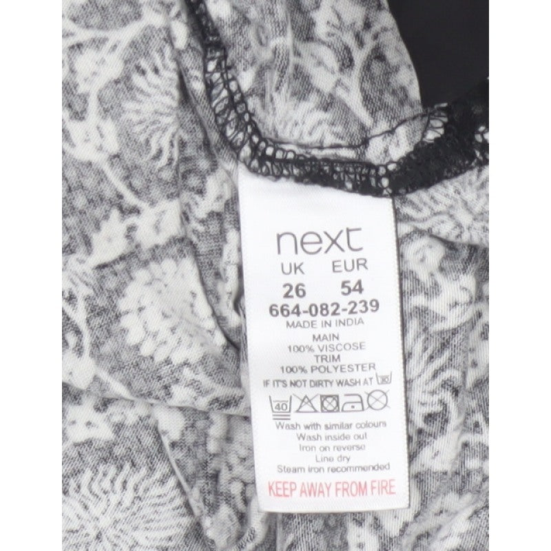 Next Women Black Print V-Neck 3/4 Sleeve Tunic Blouse UK 26