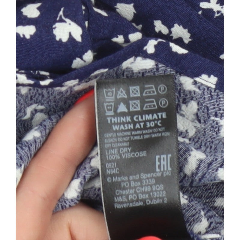 Marks and Spencer Women’s Blue Floral Wrap Blouse Size 6 Long Sleeve