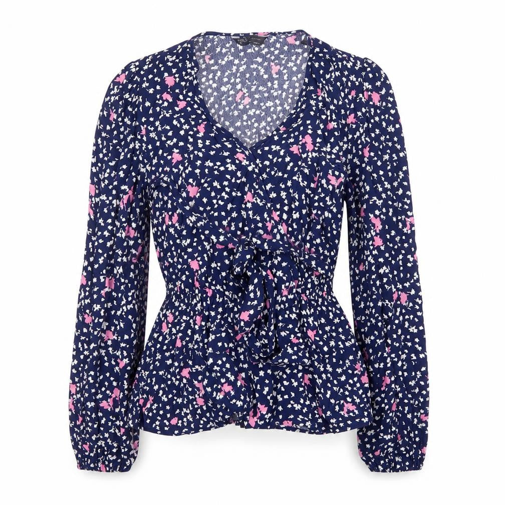 Marks and Spencer Women’s Blue Floral Wrap Blouse Size 6 Long Sleeve