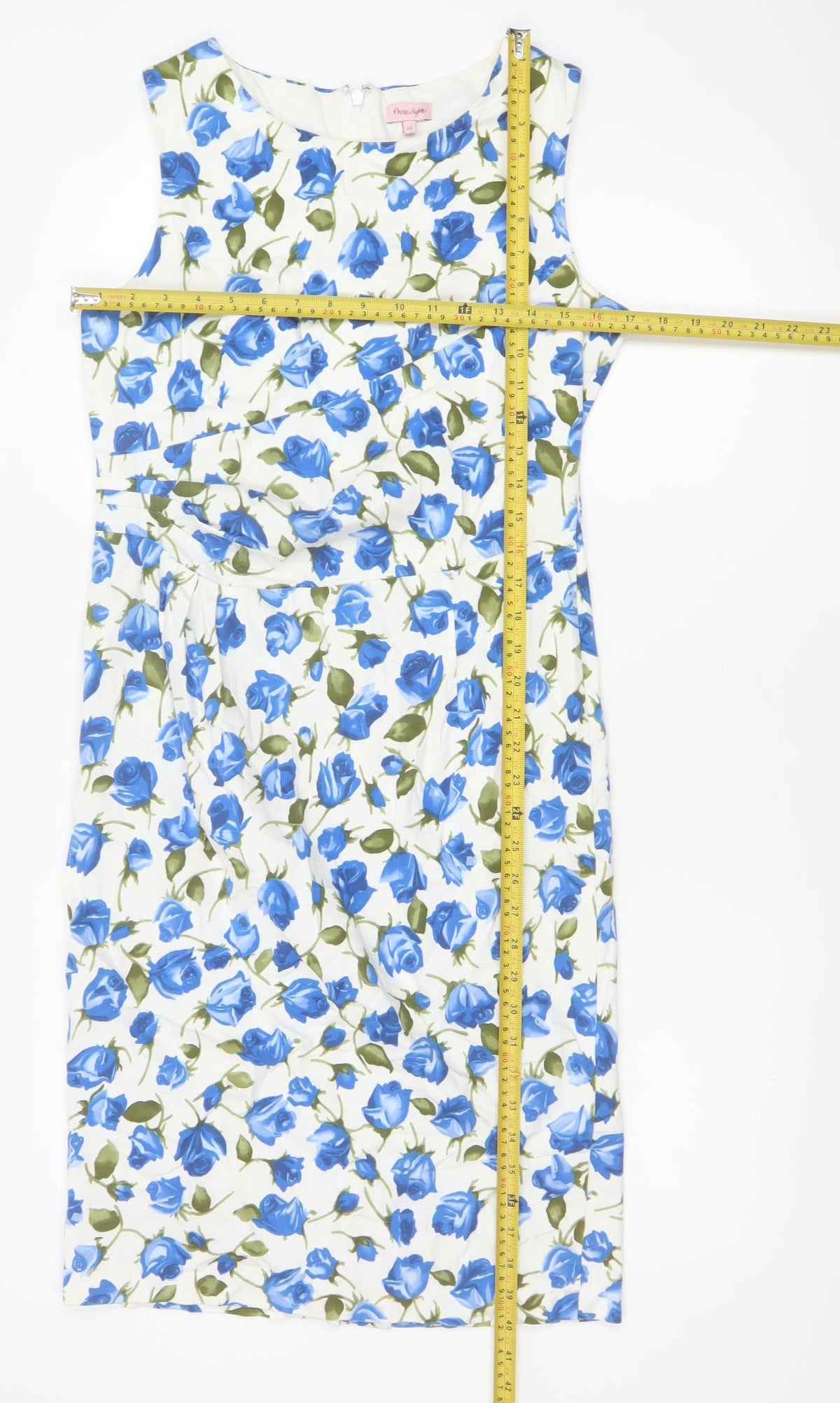 Phase Eight Women’s Blue Floral Cotton Stretch Sheath Dress UK 14