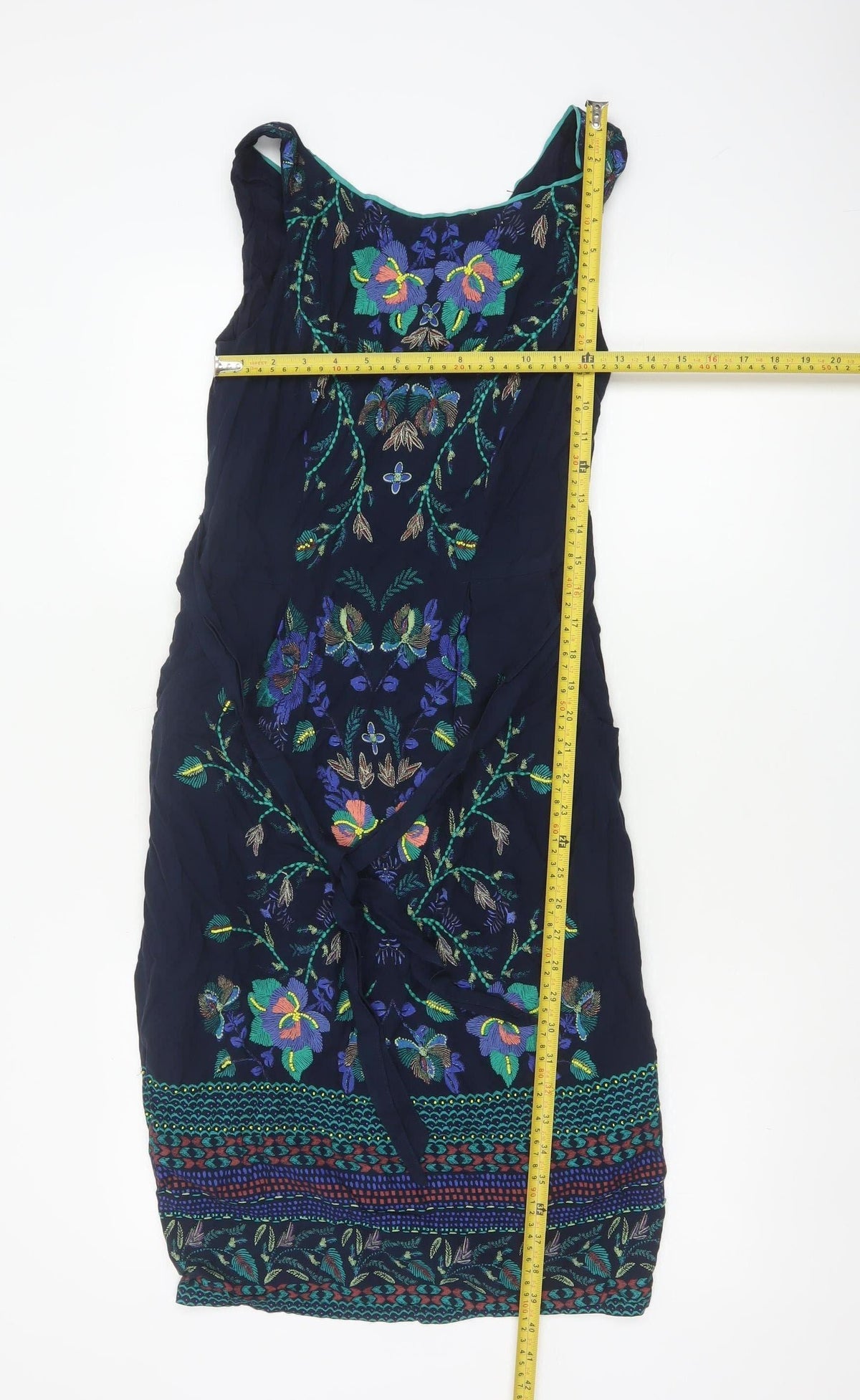 Monsoon Women Blue UK 8 Maxi Floral Embroidered Strapless Dress