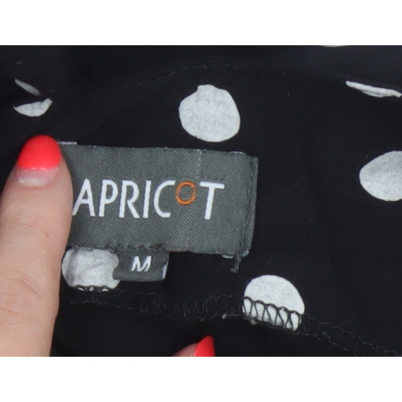 Apricot Women Black Polka Dot M Fit & Flare Knee Length Dress