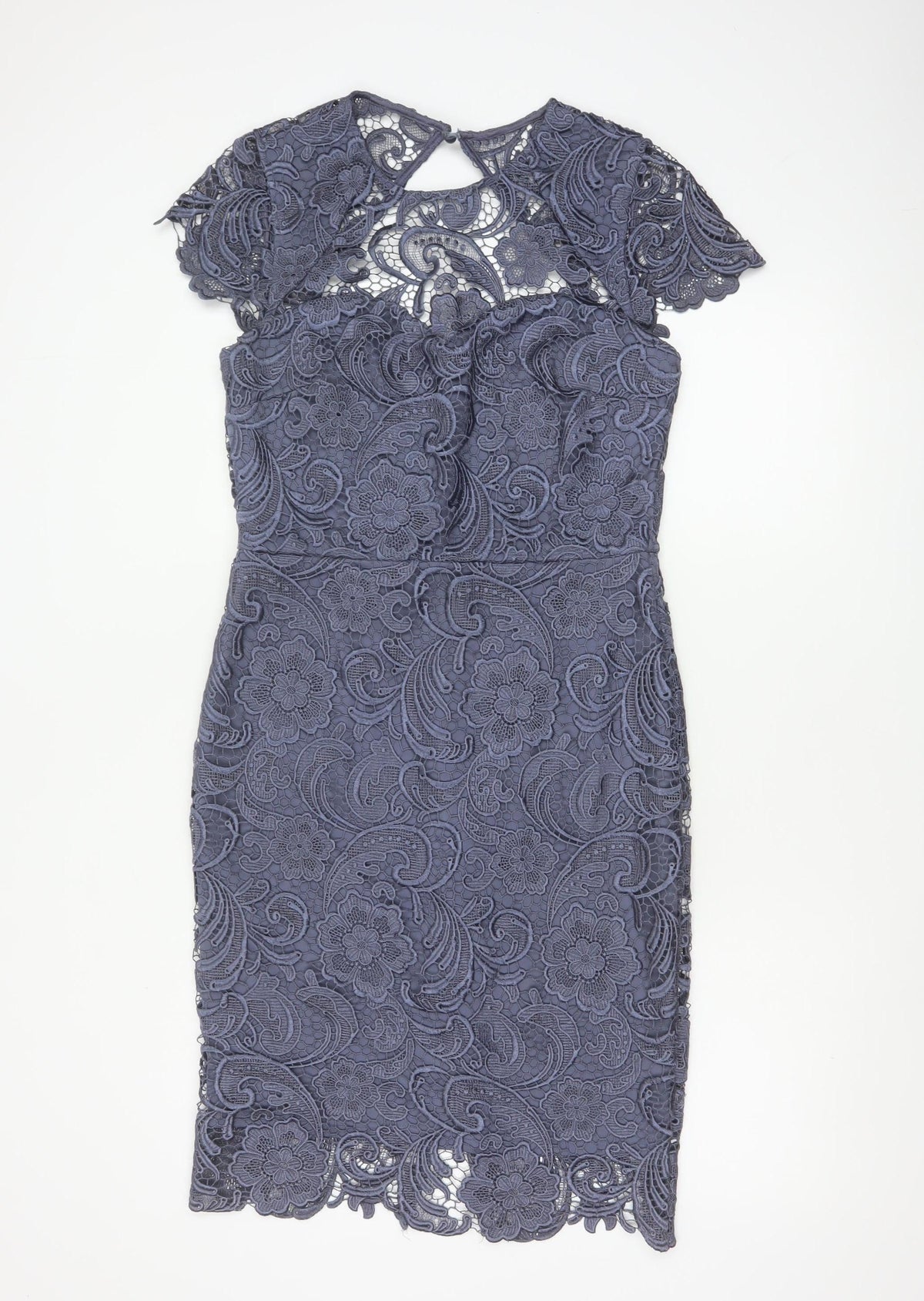 Paper Dolls Women Grey UK 12 Floral Lace Pencil Party Dress
