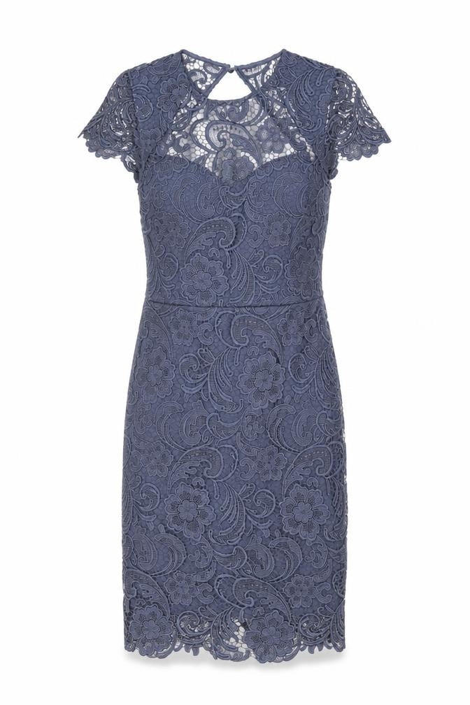 Paper Dolls Women Grey UK 12 Floral Lace Pencil Party Dress