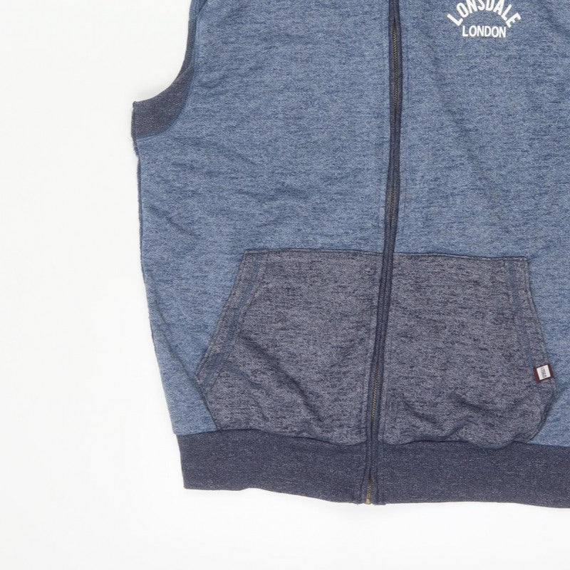 Additional view of Lonsdale Men’s Blue M Sleeveless Full Zip Hooded Vest Hoodie London