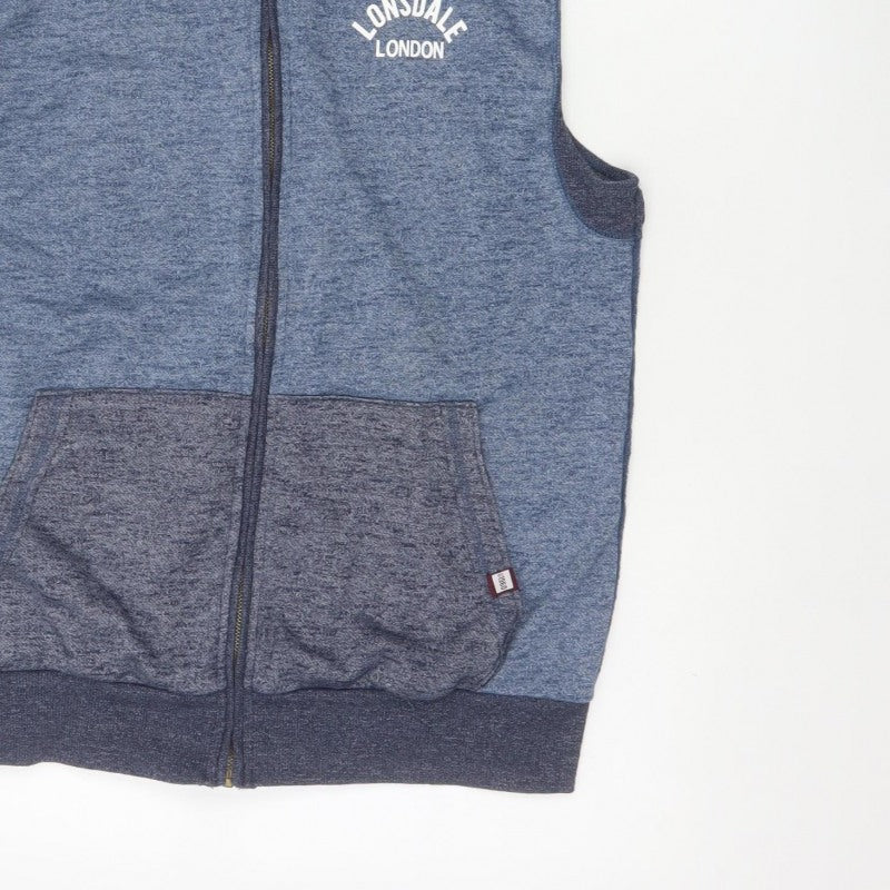 Additional view of Lonsdale Men’s Blue M Sleeveless Full Zip Hooded Vest Hoodie London