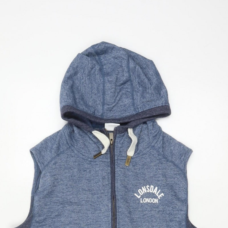 Additional view of Lonsdale Men’s Blue M Sleeveless Full Zip Hooded Vest Hoodie London
