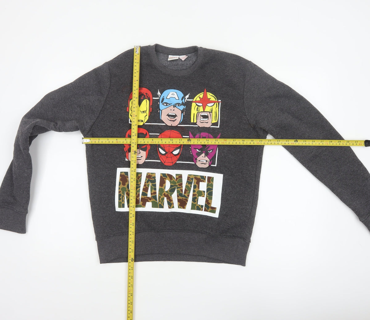 Marvel Comics Men Grey M Pullover Sweatshirt Hero Graphic Print