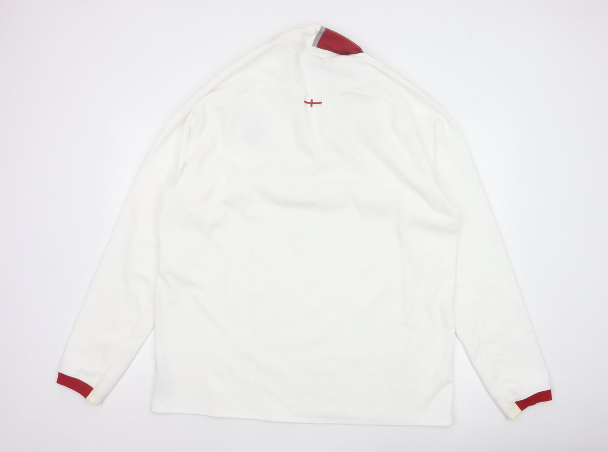 Canterbury Men’s White 2XL England Rugby O2 Long Sleeve Polo Shirt