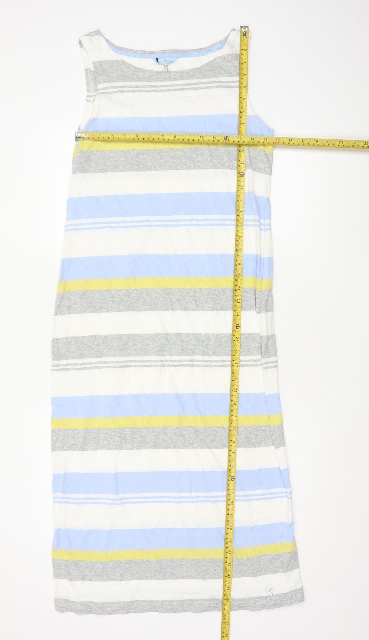 Joules Women Blue Stripe UK 12 Maxi Sleeveless Cotton Jersey Dress