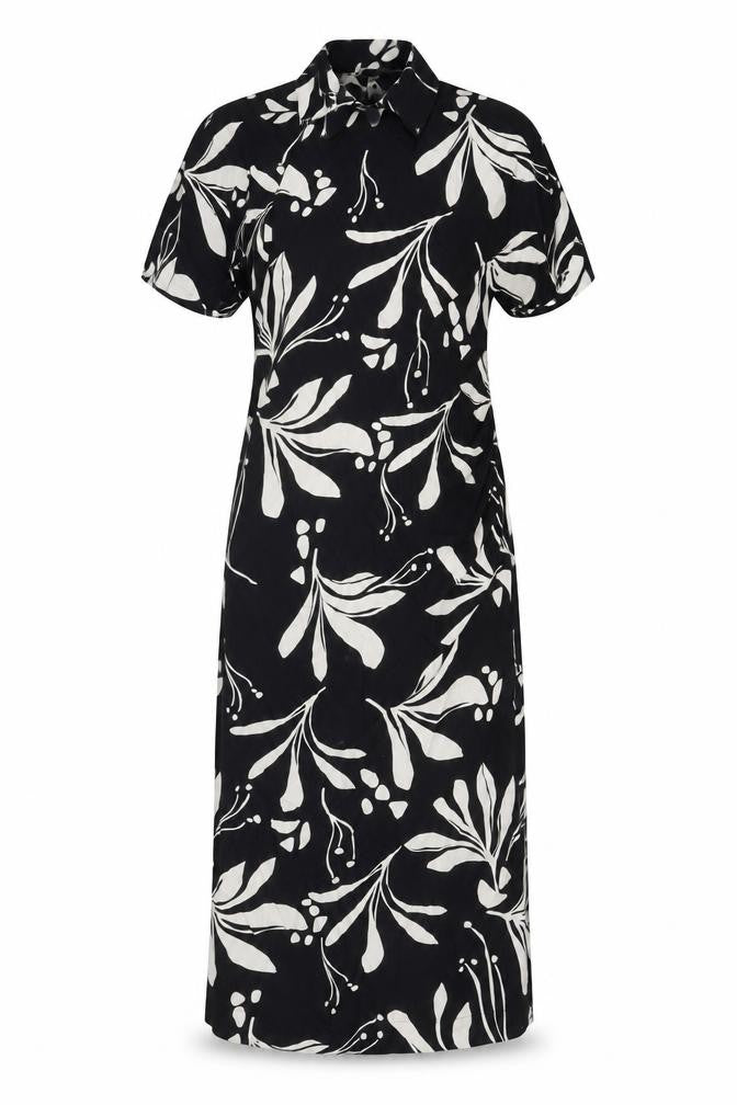 Marks & Spencer Women Black Floral Wrap Midi Dress UK 16 Short Sleeve