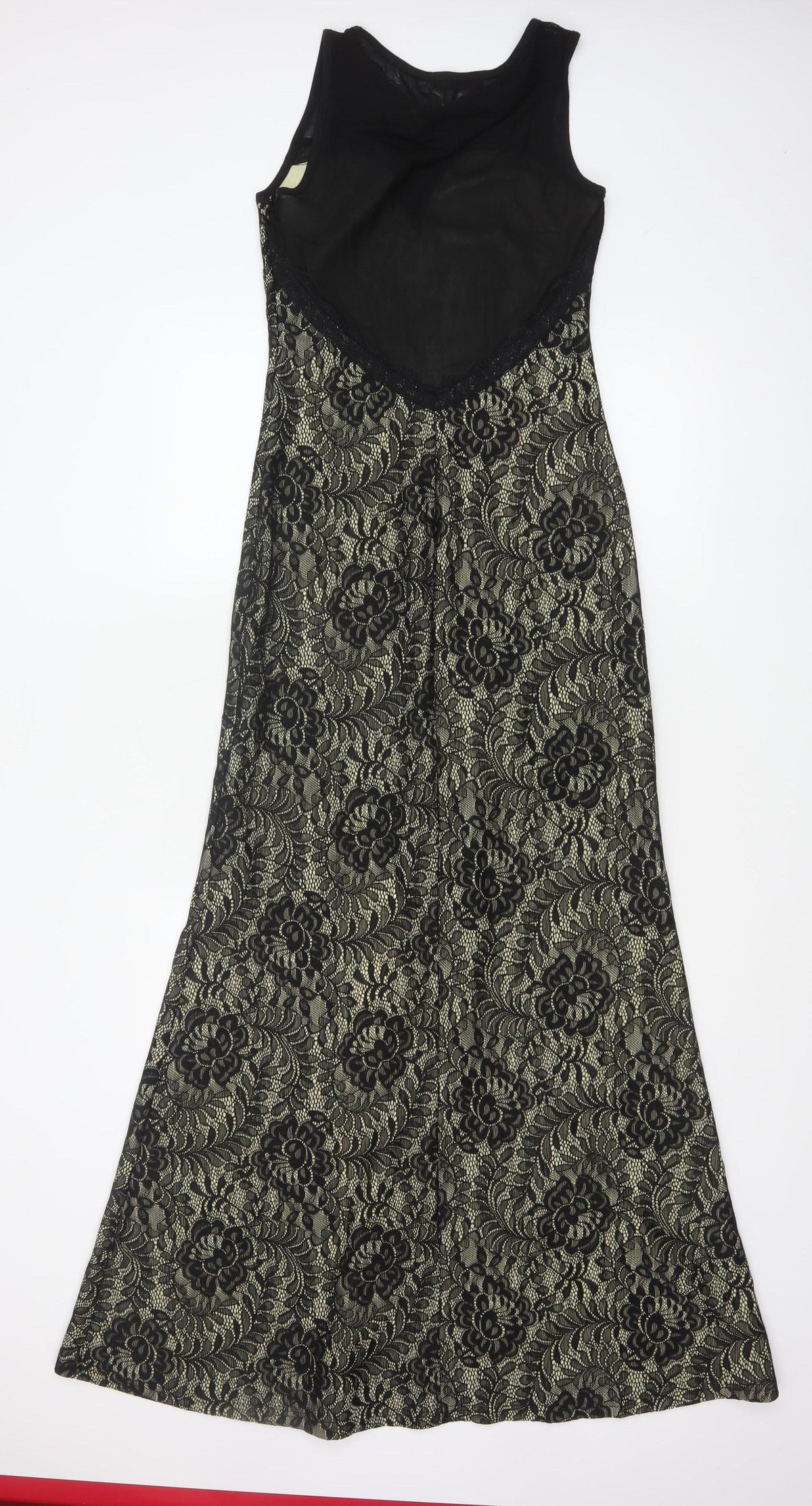 MIUSOL Women Black Lace Floral A-Line Long Formal Dress Size S