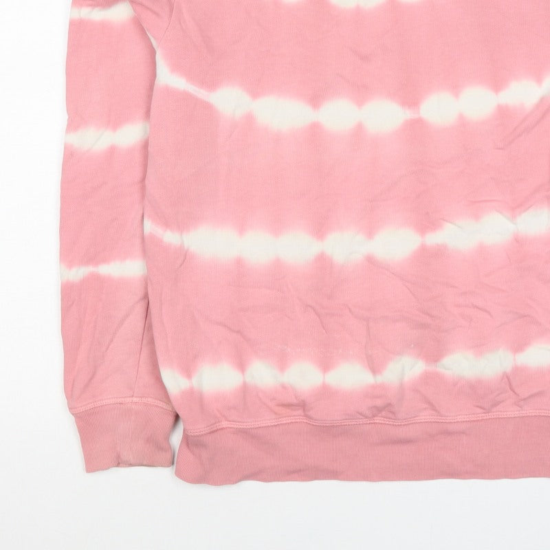 Marks and Spencer Women Pink UK 8 Tie Dye Stripe Cotton Sweatshirt