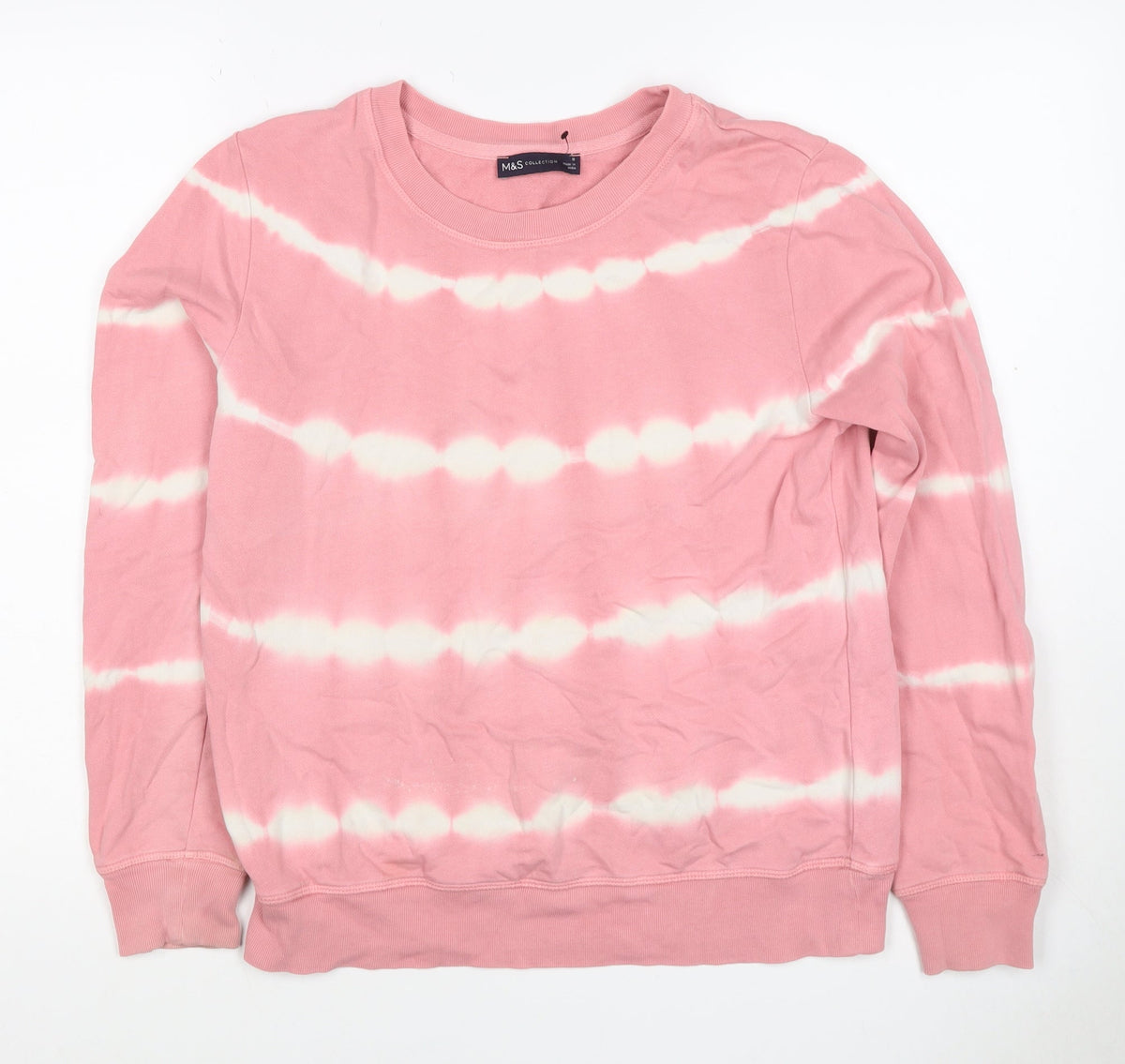 Marks and Spencer Women Pink UK 8 Tie Dye Stripe Cotton Sweatshirt