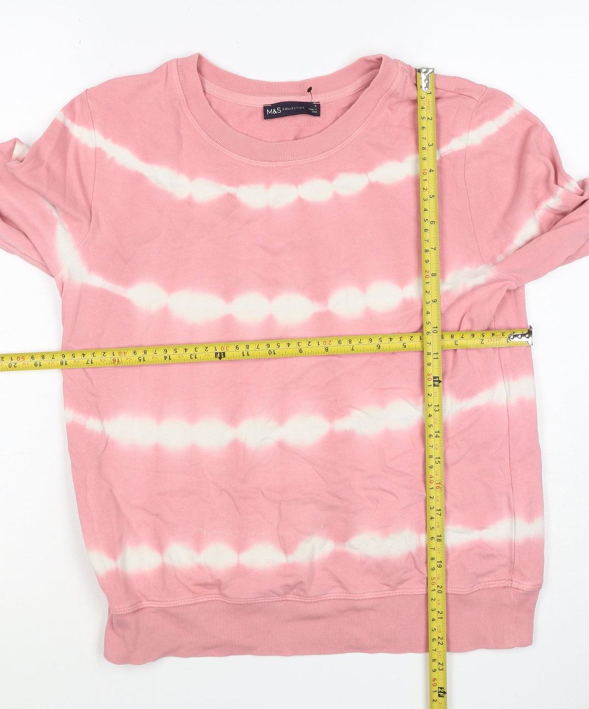 Marks and Spencer Women Pink UK 8 Tie Dye Stripe Cotton Sweatshirt