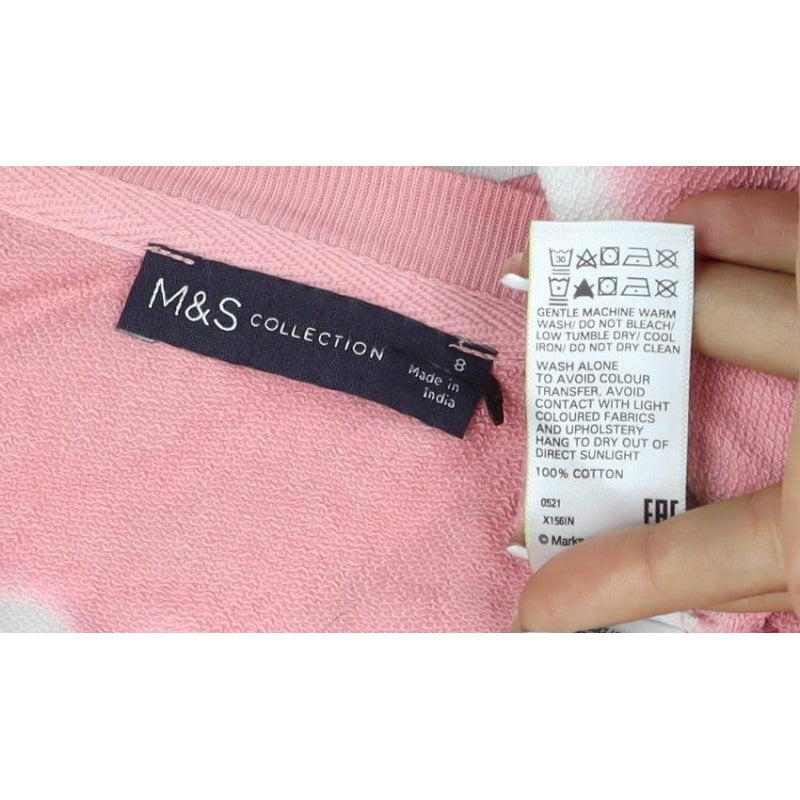 Marks and Spencer Women Pink UK 8 Tie Dye Stripe Cotton Sweatshirt