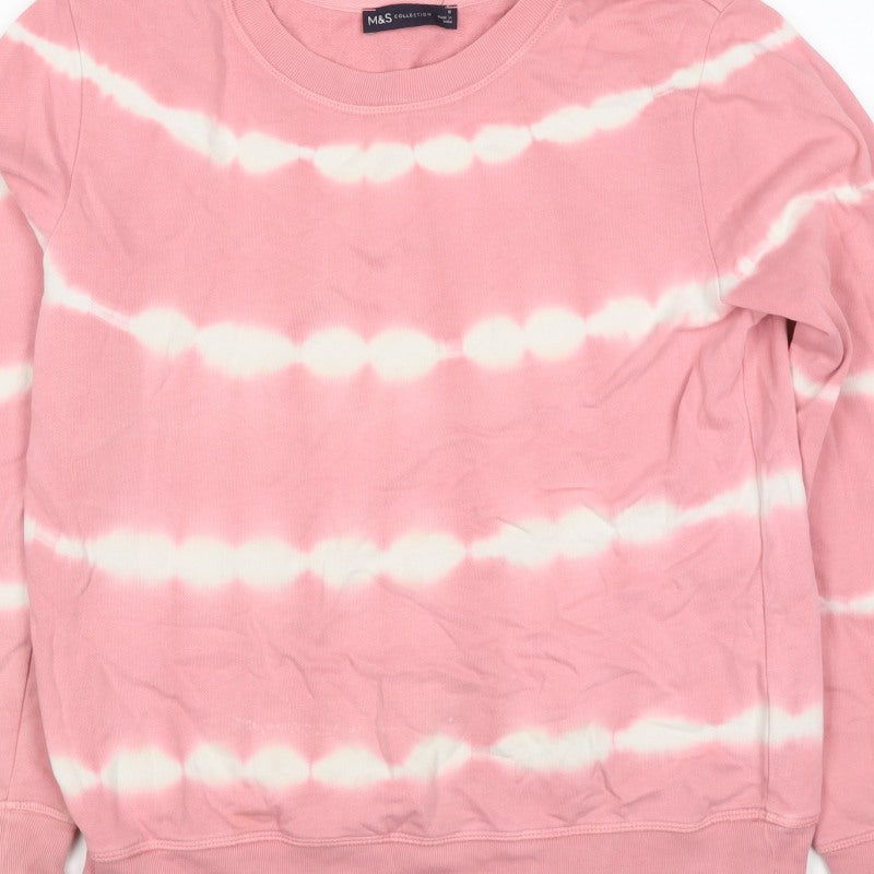 Marks and Spencer Women Pink UK 8 Tie Dye Stripe Cotton Sweatshirt