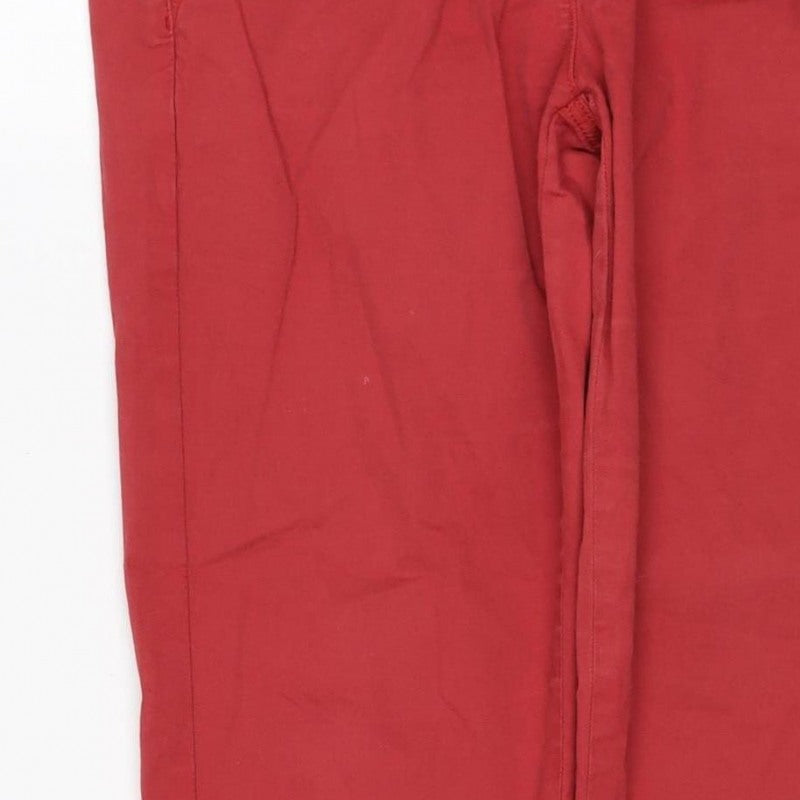 Marks and Spencer Women's Red UK 10 Cotton Stretch Chino Trousers