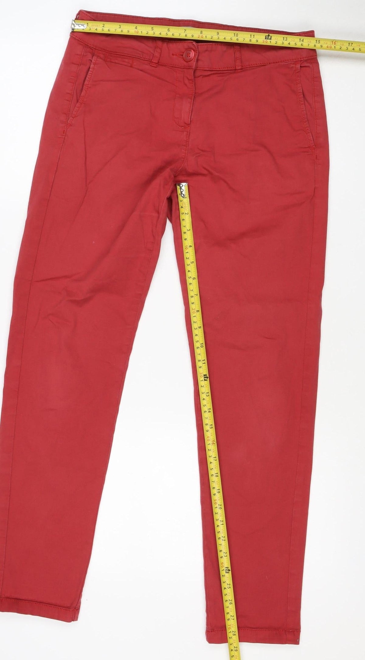 Marks and Spencer Women's Red UK 10 Cotton Stretch Chino Trousers