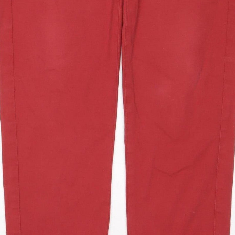 Marks and Spencer Women's Red UK 10 Cotton Stretch Chino Trousers