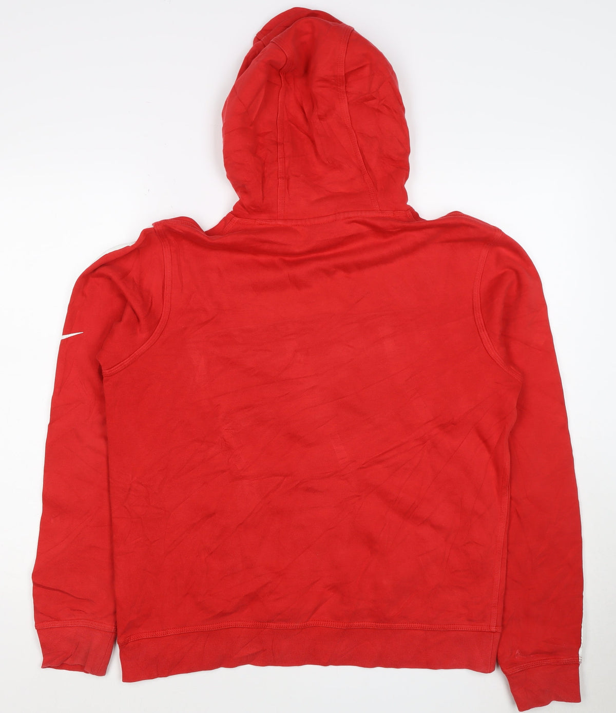 Nike Women’s Red M Pullover Hoodie Logo Stripe Cotton Blend