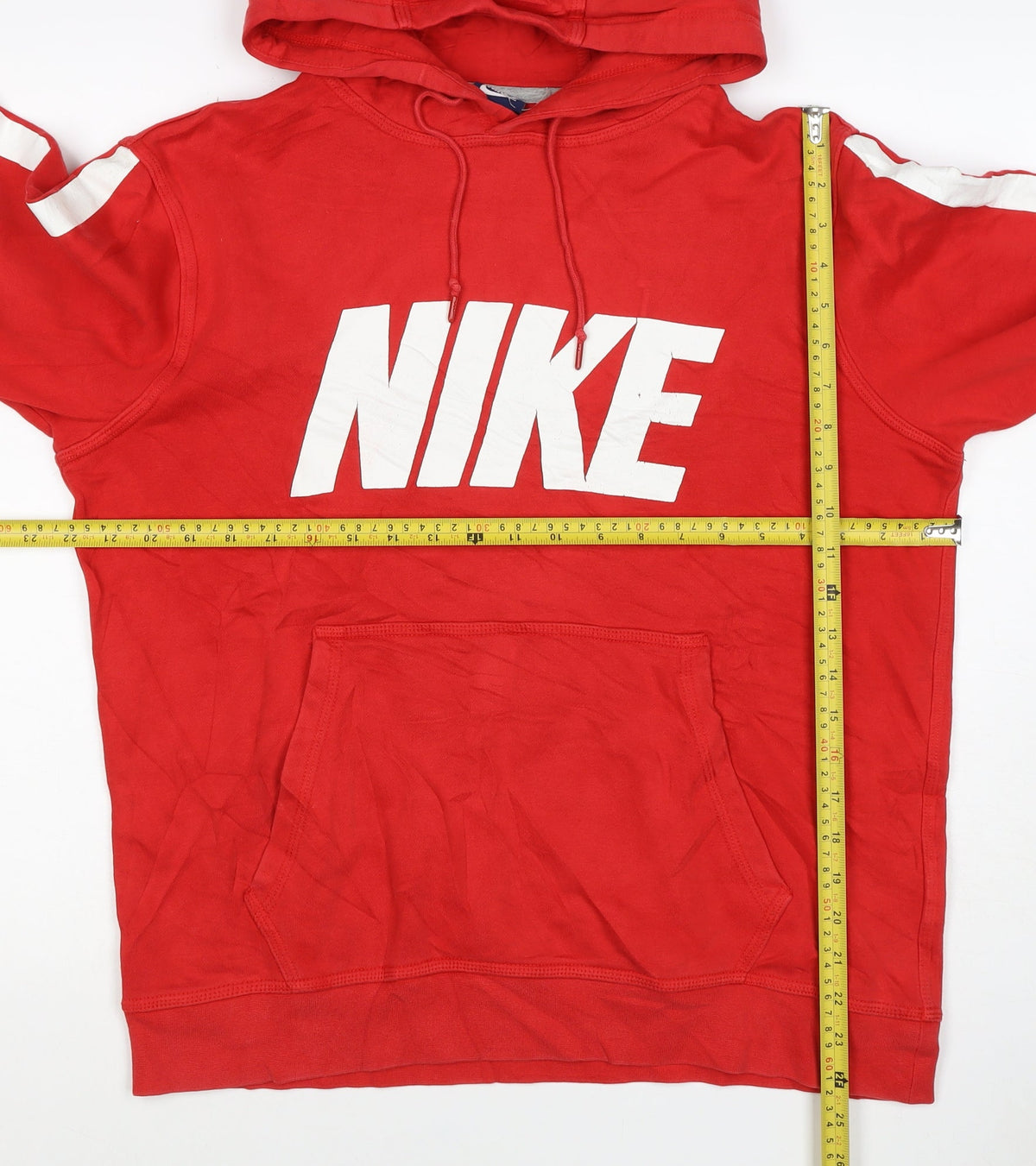 Nike Women’s Red M Pullover Hoodie Logo Stripe Cotton Blend