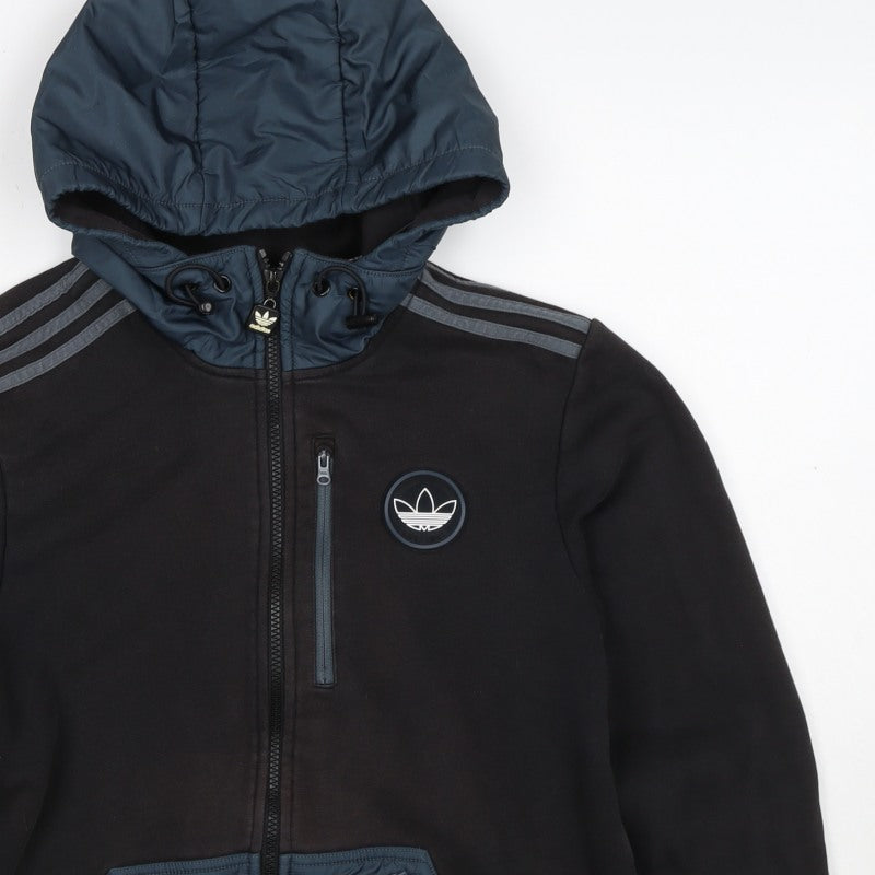 Adidas Originals Men’s Black S Full Zip Hooded Fleece Hoodie Logo