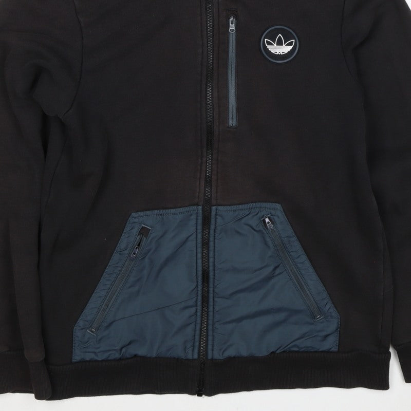 Adidas Originals Men’s Black S Full Zip Hooded Fleece Hoodie Logo