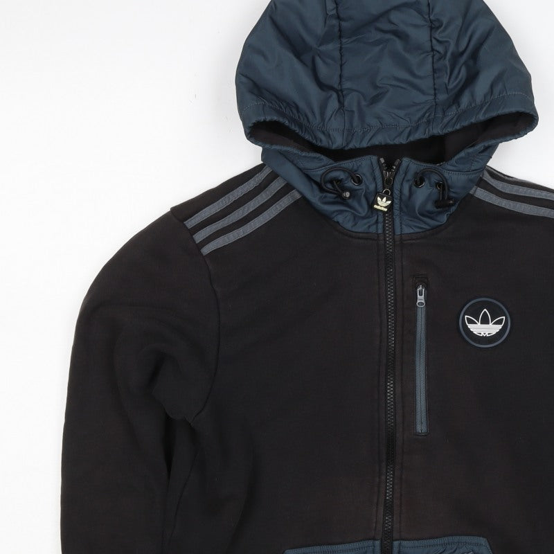 Adidas Originals Men’s Black S Full Zip Hooded Fleece Hoodie Logo
