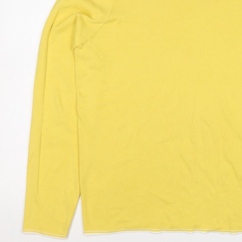 Massimo Dutti Men’s Yellow XL Cotton Crew Neck Knit Pullover Jumper