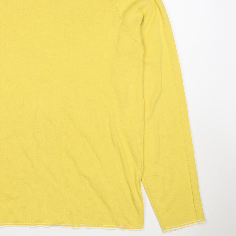 Massimo Dutti Men’s Yellow XL Cotton Crew Neck Knit Pullover Jumper