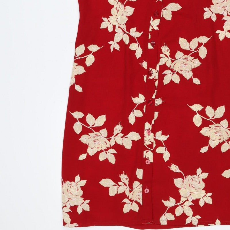 Marks and Spencer Women's Red Floral UK 14 Short Shirt Dress