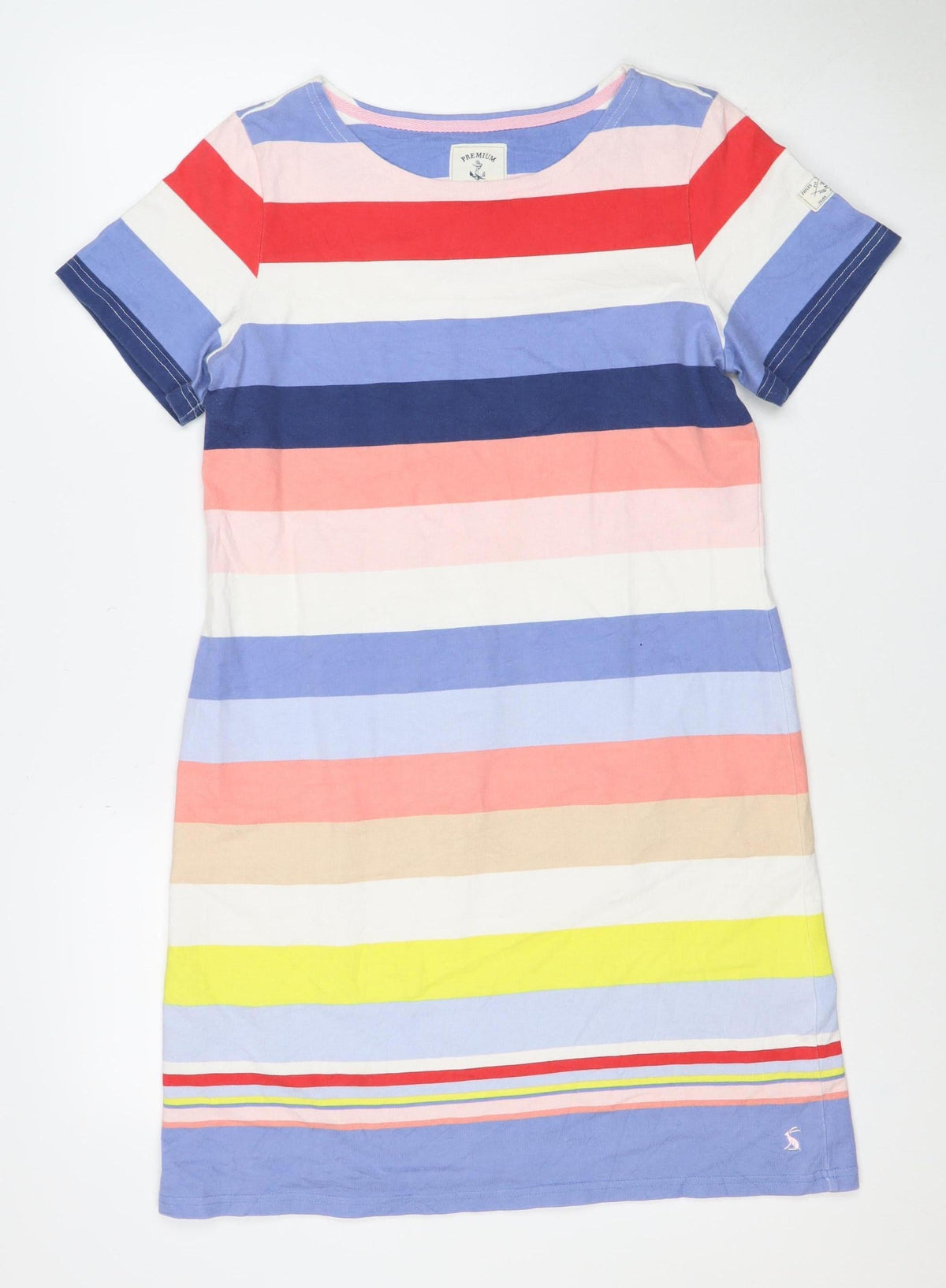 Joules Women Multicoloured Striped Cotton T-Shirt Dress UK 14