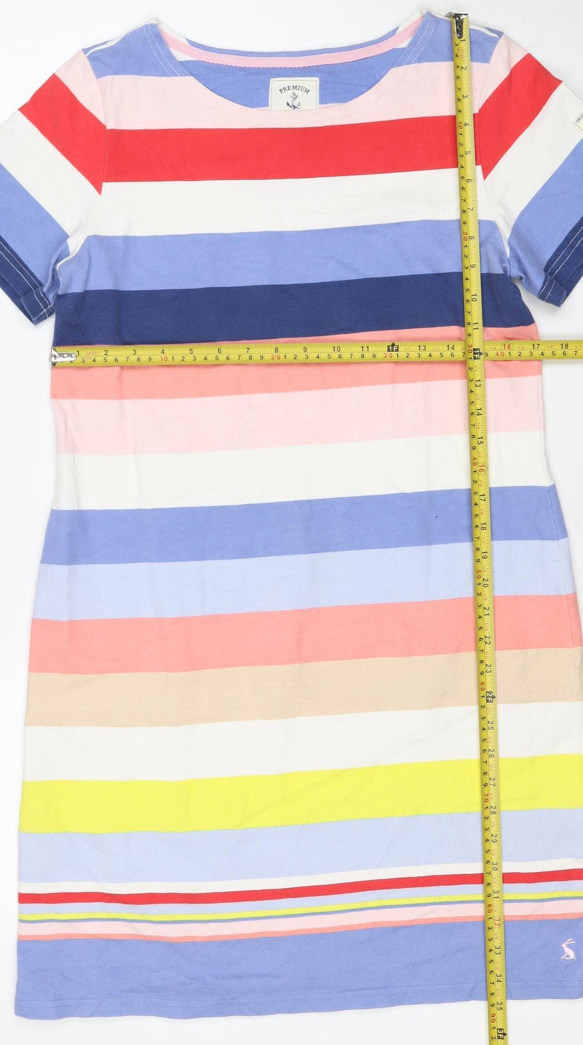 Joules Women Multicoloured Striped Cotton T-Shirt Dress UK 14